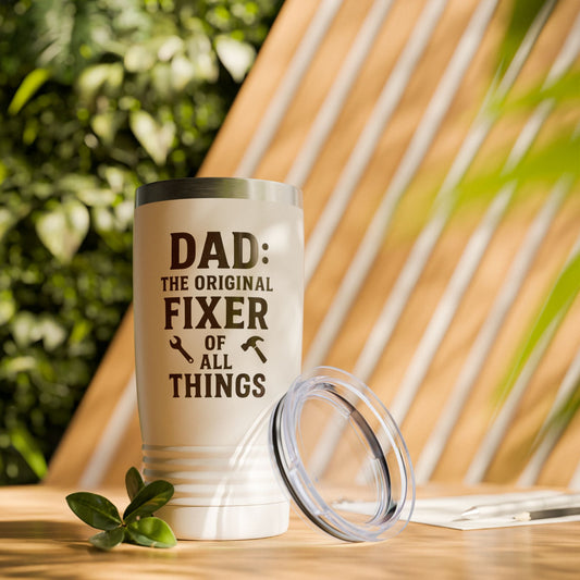Dad's Fixer Tumbler, 20oz Dad Gift, Insulated Coffee Cup, Funny Travel Mug, Father's Day Present, Home Repair Enthusiast