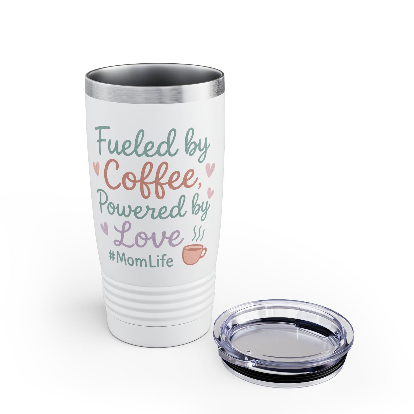 Mom Life Tumbler | Fueled by Coffee, Power of Love Mug | Gifts for Mothers, Coffee Lovers, Tea Drinkers, Birthday, Mother's Day