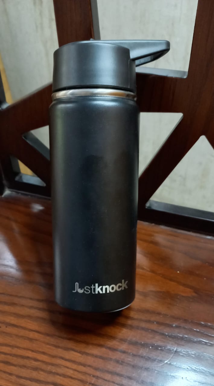 JustKnock - 18 oz Black Color Double Wall Vacuum Insulated Stainless Steel drink bottle