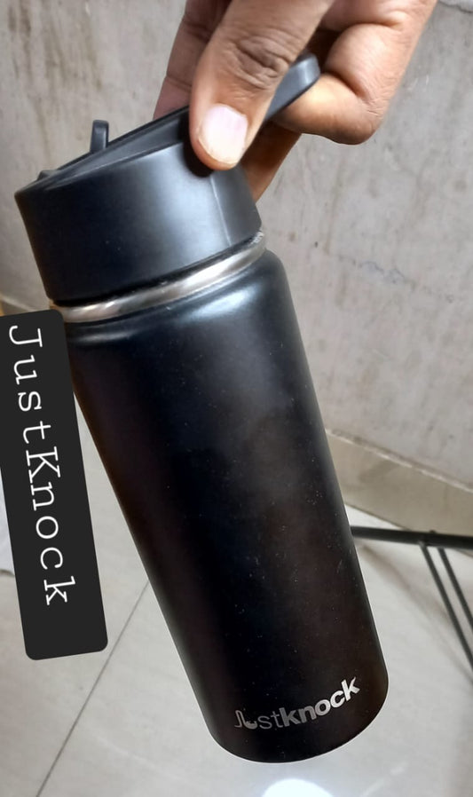 JustKnock - 18 oz Black Color Double Wall Vacuum Insulated Stainless Steel drink bottle