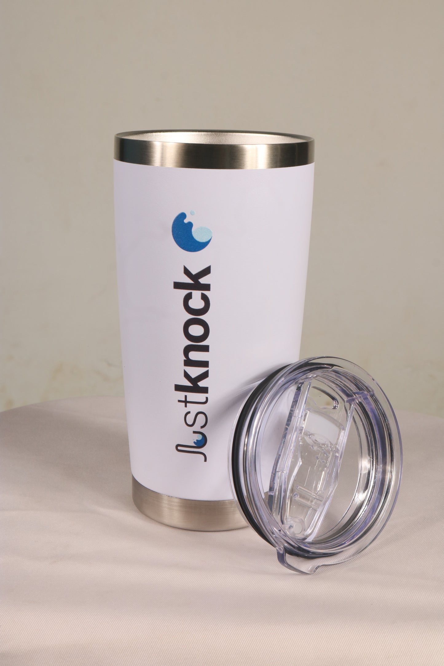 JustKnock - 32 oz White Color Vacuum insulated stainless steel drink Tumbler